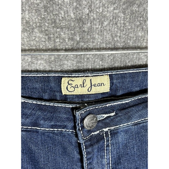 Earl Cuffed Capri Jeans Womens Size 8 Stretch Blue Denim Bling Detail - Picture 3 of 10